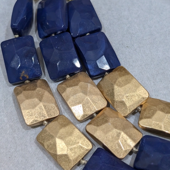 Stella & Dot Bahari Necklace, Gold & Cobalt Blue Layered Statement Necklace - Picture 7 of 8